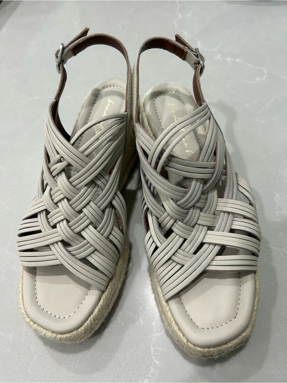 Woven Espadrille Wedge Sandals - Light Gray